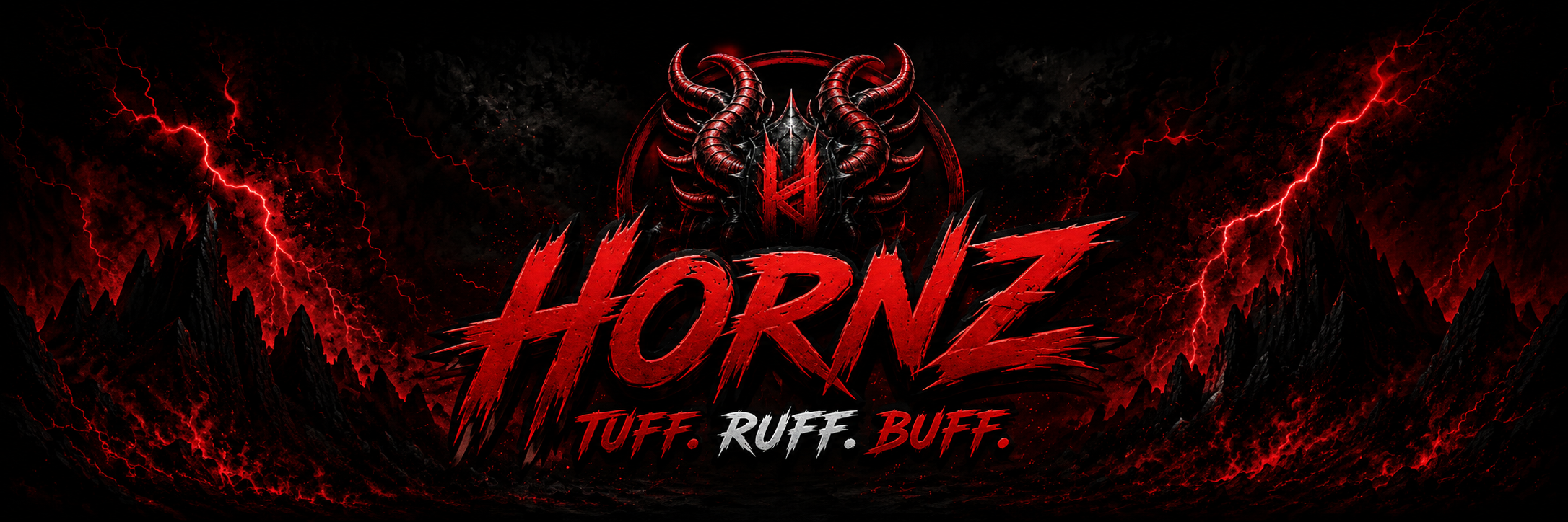 HORNZ red and black horn emblem with TUFF. RUFF. BUFF.